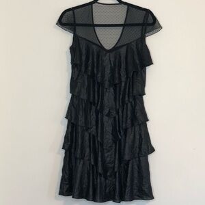BCBG MAXAZARIA Black Celine Dress Size XS Flapper Cocktail Dress Ruffles NEW